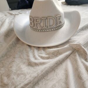 White Bride Cowboy Hat, And Bride Robe